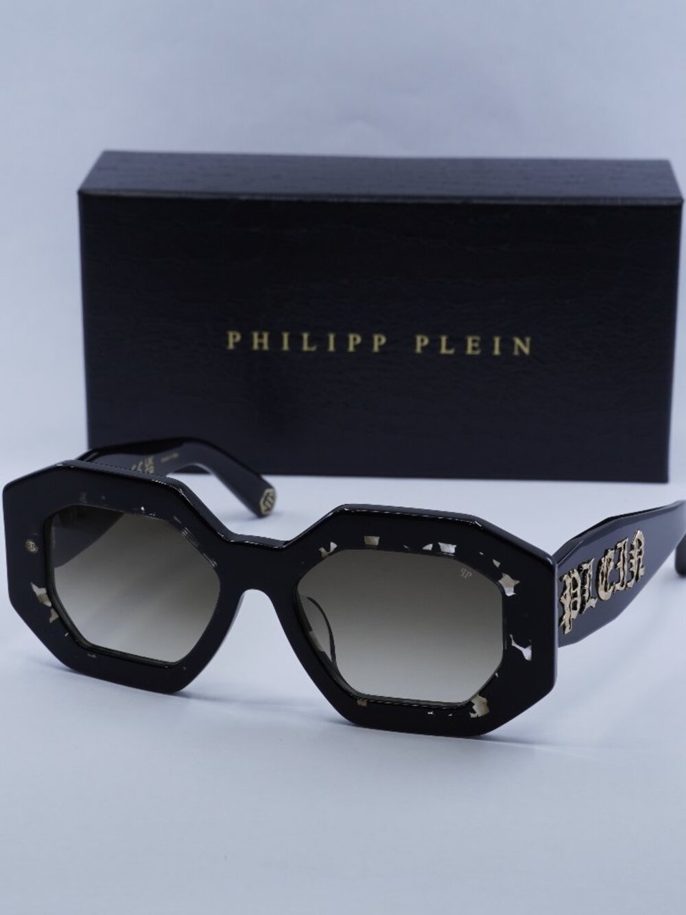 Philipp Plein SPP098M Supreme Star 0700 Geometric Sunglasses - Black\Green